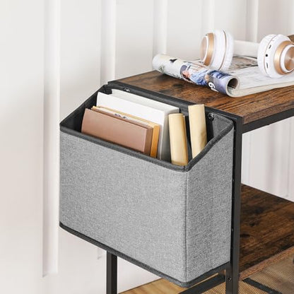 MAHANCRIS Printer Stand with Storage Bag, 3-Tier Mobile Under Desk Printer Cart with Wheels, Wood Rolling Printer Table, Organizer Shelf for Study, Office, Living Room, Rustic Brown PTHR2201 - color: Rustic Brown
