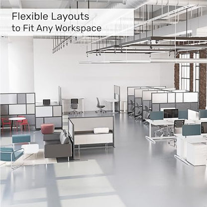 Workflow Modular Wall | Room Divider with Whiteboard, Sound-Dampening, & Frosted Acrylic Panels | Expandable Office Partition for Privacy & Productivity (53" x 48") - size: 53'' x 48''