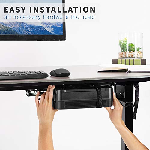 VIVO Universal UPS, Mini PC CPU, PlayStation 5 Under Desk and Wall Mount, Uninterruptible Power Supply and Mini ITX and SFF Computer Adjustable Bracket Holder, Black, MOUNT-UPS01