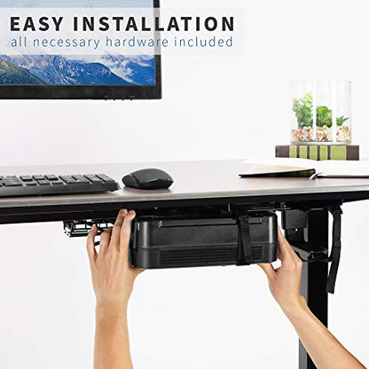VIVO Universal UPS, Mini PC CPU, PlayStation 5 Under Desk and Wall Mount, Uninterruptible Power Supply and Mini ITX and SFF Computer Adjustable Bracket Holder, Black, MOUNT-UPS01