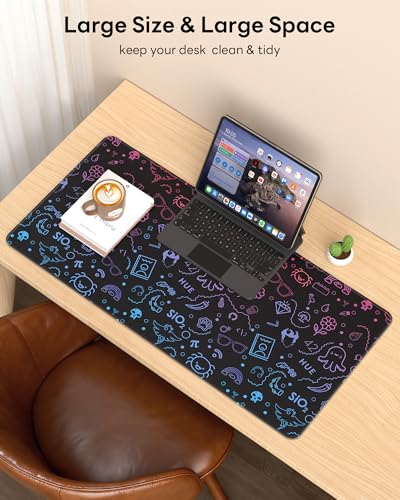 Mouse Pad 31.5x15.7in Large Desk Mat Non-Slip for Office - color: Cute Graffiti, size: 31.5" x 15.7"