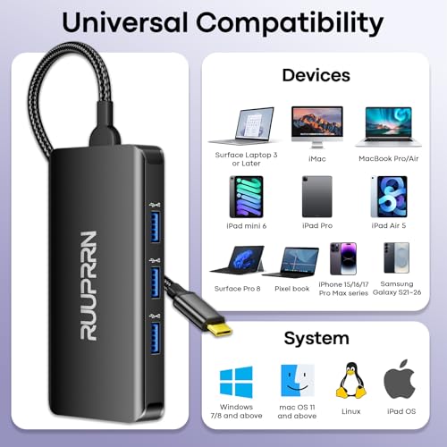 USB C Docking Station Dual Monitor, Laptop Docking Station 3 Monitors | Triple 4K Display with 2 HDMI, DisplayPort, 5Gbps USBA/C 3.0, 100W PD, USB 3.0 Dock Dongle for Dell, HP,MacBook, Surface