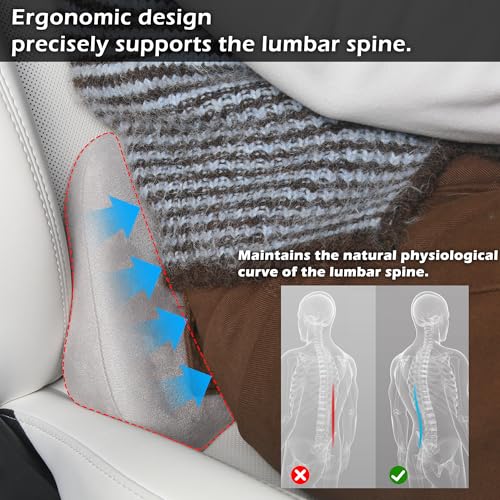 Lumbar Support Pillow for Car Lower Back Cushion, Gray, 2 Packs - color: Gray, size: Lumbar 2P