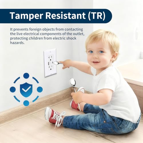 20 Amp GFCI Outlet with USB-A & C Ports, White, 1-Pack