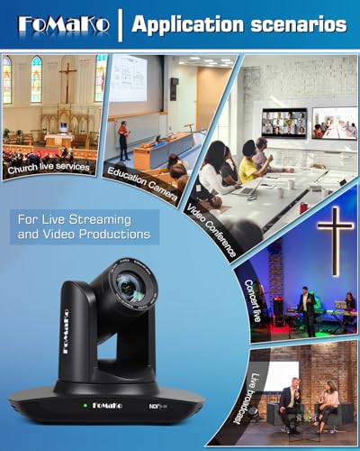 FoMaKo NDI PTZ Camera,AI Auto-Tracking Gen 3, 30x Optical Zoom IP USB3.0 HDMI PTZ Camera for Church Services Worship Education (NDI 6 & NDI HX3 Certified) FMK30UH NDI-B (Black Color) - color: Flat Black