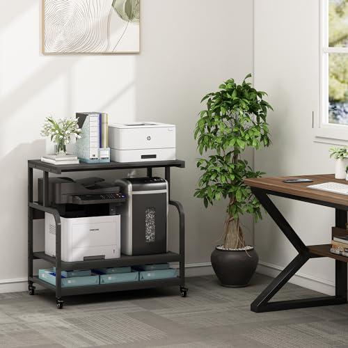 Fannova 32.3"x18.9" Extra Large Printer Stand with Adjustable Storage Shelf - color: Black, size: 32.3"W x 18.9"D x 32.1"H