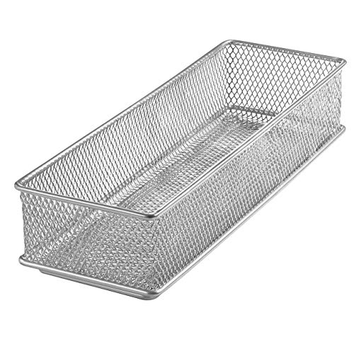 YBM HOME Silver Mesh Drawer Cabinet and or Shelf Organizer Bins, School Supply Holder Office Desktop Organizer Basket (1, 3x9x2 Inch) - size: 3x9x2 Inch