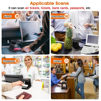 Alacrity 2D QR Wireless Barcode Scanner Hands-Free Omnidirectional Desktop Bar Code Scanner with Screen Display Compatible with Bluetooth & 2.4GHz Wireless for Airport Supermarket