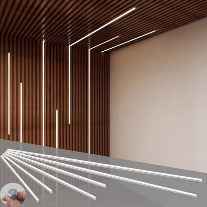 6-Lights LED Recessed Lighting Wall Panel Lights,Self-Adhesive Wood Slat Wall Panel Strip Light,4000K Touchable Switch Dimmable LED Aluminum Channel lamp,Under Cabinet Light(39in+31.5in+23.6in) - color: 6-Lights
