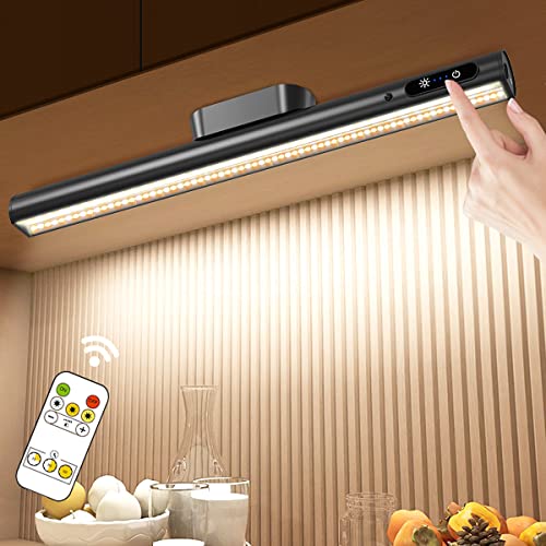 Hapfish Battery Powered Operated Wall Strip Lights, Rechargeable Magnetic LED Light Bar with Remote, Dimmable Desk Lamp, Under Cabinet Lighting Wireless for Mirror Closet Picture Room Kitchen - Black | Rechargeable with Remote,Dimmable Desk Lamp,Under Cab
