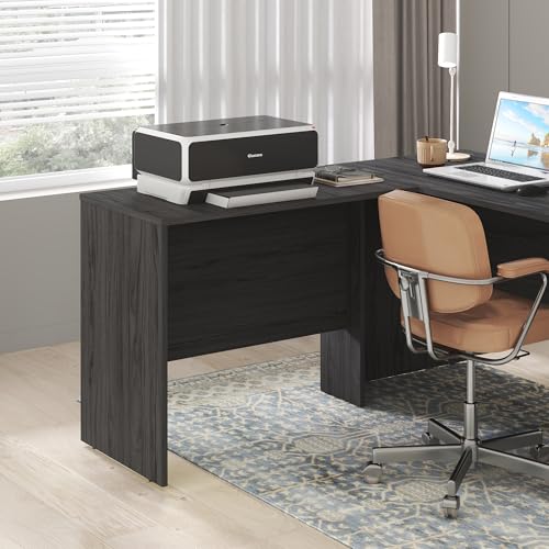 Furinno Roger Office Desk Return, 35 Inch Rectangular Desk Return for Executive Desk, Reversible Return with Cord Grommet, Scratchproof and Water-Resistant, for Home Study, Office, Coastal Grey - color: Coastal Grey, size: 35" Desk Return Only