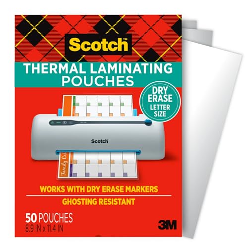 Scotch Thermal Laminating Pouches, 50 Laminating Sheets, 3 mil., Laminate Business Cards, Banners and Essays, Idea - size: 11-2/5 in. X 8-15/16 in.