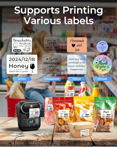 Phomemo M110 Label Makers, Portable Bluetooth Thermal Printer with Display | 2 Inch Sticker Printer Easy to Use for Small Business, Home, School, Office, Organization, APP with 6000+ Templates, Black - color: Black