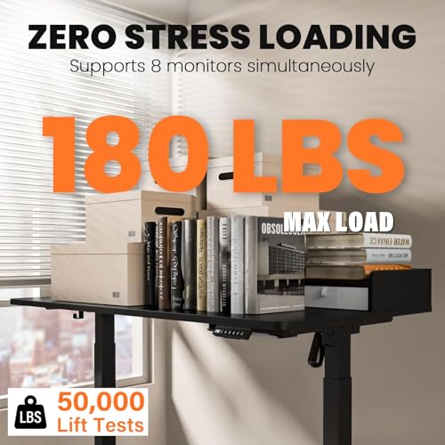 Kingant Standing Desk with Dual Drawers,Electric Height Adjustable 63"x 30" - color: Black, size: 63" x 30"
