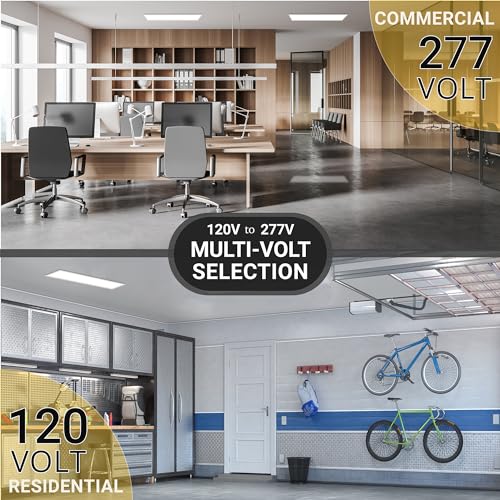 2x4 LED Flat Panel Light Surface Mount 3CCT 3000K-5000K, DLC, 2 Pack | 5500/4400/3300LM Selectable, 50W/40W/30W, 0-10V Dimmable, 120-277V, Durable Aluminum Flat Panel LED Ceiling Light 2 x 4, ETL
