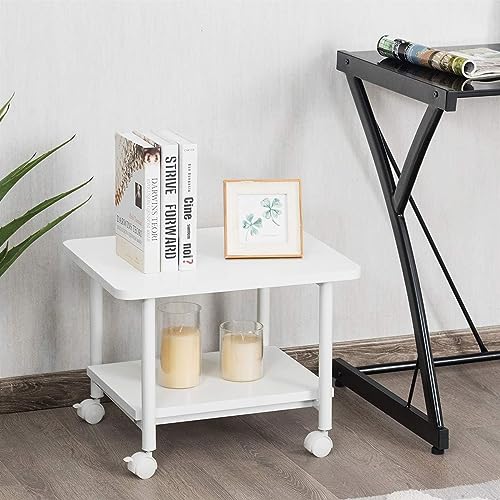 Printer Holder Printer Stand Printer Desk 2-Tier Printer Stand Rolling Printer Cart with 2 Storage Shelves Mobile Machine Storage Rack for Home Office Printer Shelf Printer Rack Printer Table - color: Bianco