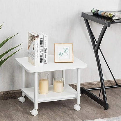 Printer Holder Printer Stand Printer Desk 2-Tier Printer Stand Rolling Printer Cart with 2 Storage Shelves Mobile Machine Storage Rack for Home Office Printer Shelf Printer Rack Printer Table - color: Bianco