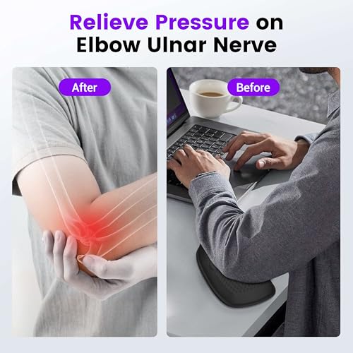 MEKASS Elbow Pad for Desk, Large Size Memory Foam Elbow Rest Padding with Non-Slip, Ergonomic Desk Edge Cushion, Armrest Pad Wrist Rest Comfort Support for Office Home (1 Pcs Black) - color: 1 Pcs Black, size: 10.2in × 5.1in
