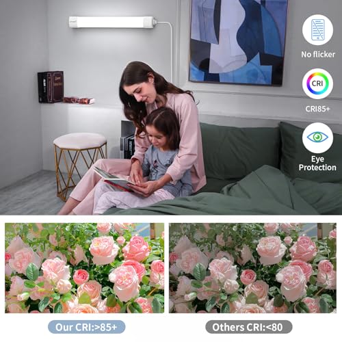 Airand LED Ceiling Light Fixture, 1.43FT Plug in Lights 2PCS, IP66 Water-Proof Linkable Tube Lights 5000k 16W Light Bar Under Cabinet Lighting Shop Kitchen Workbench Closet Corded with ON/Off Switch - size: 1.43FT-2PCS