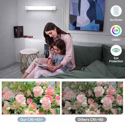 Airand LED Ceiling Light Fixture, 1.43FT Plug in Lights 2PCS, IP66 Water-Proof Linkable Tube Lights 5000k 16W Light Bar Under Cabinet Lighting Shop Kitchen Workbench Closet Corded with ON/Off Switch - size: 1.43FT-2PCS