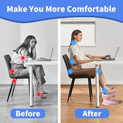 Foot Rest Under Desk ，Ergonomic Foot Stool Under Office Desk - Rocking for Fidgeters，Effectively Relaxes The Leg Muscles，Detachable and Easy to Assemble，2 Pieces Pink - color: Pink
