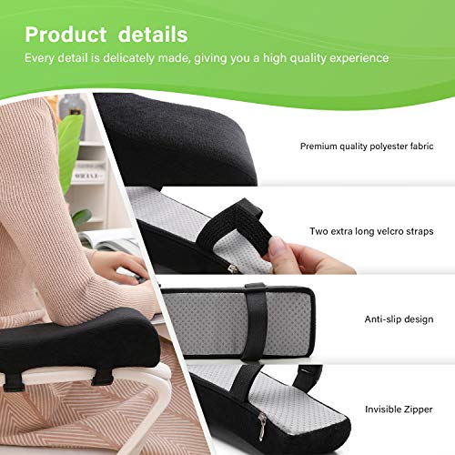 LargeLeaf Chair Ergonomic Armrest Pads Elbow Pillow Pressure Relief Office Chair Gaming Chair armrest with Memory Foam armrest Pads 2-Piece Set of Chair (Black_Velvet) - color: Black_velvet