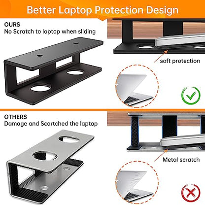 2 Pack Under Desk Laptop Mount with Anti-Scratch Felt Board, Holder Tray, Durable Shelf for Keyboard Storage - size: 6pcs-2 Pack