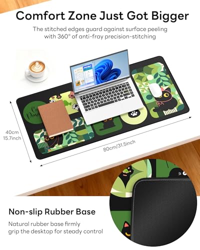 Mouse Pad 31.5x15.7in Large Desk Mat Non-Slip for Office - color: Cute Kitty, size: 31.5" x 15.7"