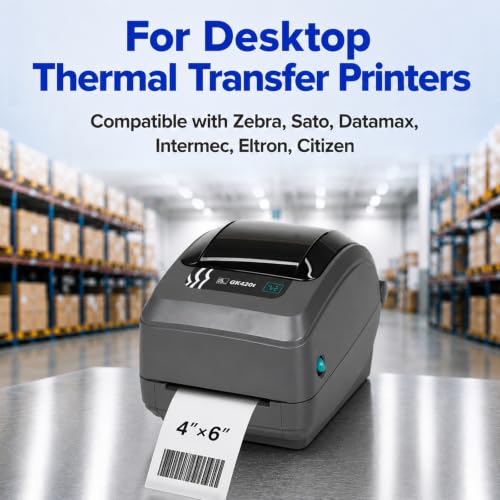 Desktop Thermal Transfer Labels, 4 x 6 in, 4 Rolls - size: 4"x6"