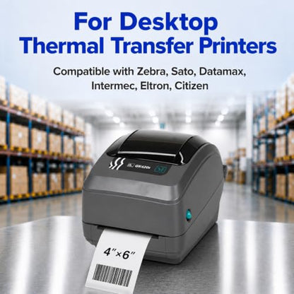 Desktop Thermal Transfer Labels, 4 x 6 in, 4 Rolls - size: 4"x6"