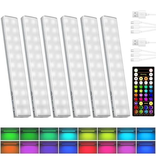 EZVALO 80RGB Color Changing Under Cabinet Lighting, Led Shelf Lights | Wireless, Rechageable, Magnetic, Remote Control, Color Changing, Diammble, DIY Mode, 1800mAh Battery, Memory Function