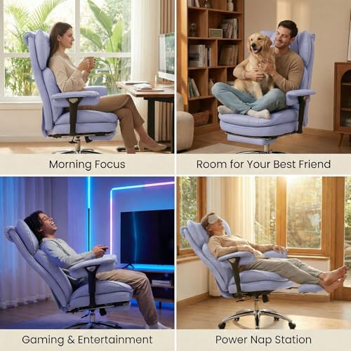 Efomao Big & Tall Desk Chair, Wide Executive Office Chair with Footrest Purple - color: 3070mus-purple