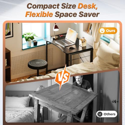 Huuger Folding Desk for Small Spaces, 31.5 Inch Foldable Computer Table - color: Black, size: 18.9"D X 31.5"W