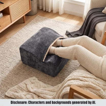 Keep Warm Foot Stool Foot Rest for Under Desk At Work | Office Footrest with Warm Feet Pocket,Ergonomic Under Deskfoot stool Stool for Office Chair & Back &Pain Relief, Dark gray+ - color: Dark Gray+