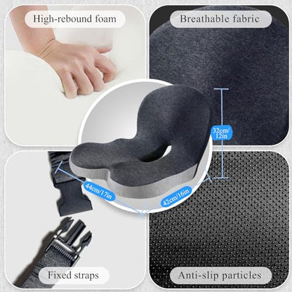 Seat Cushion with Lumbar Support Pillow, Back and Seat Cushion for Office - color: Light Gray & Dark Gray