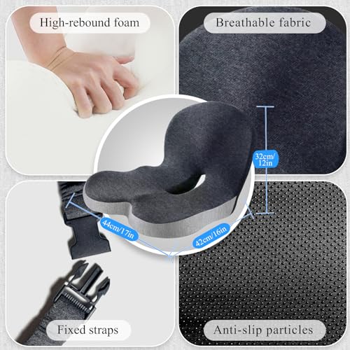 Seat Cushion with Lumbar Support Pillow, Back and Seat Cushion for Office - color: Light Gray & Dark Gray