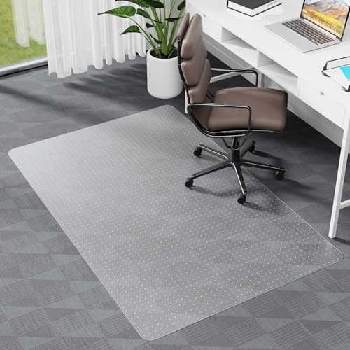 Office Chair Mat for Carpet, 46" x 60" Clear Computer Desk Chair Mat for Carpeted Floors, Easy Glide Plastic Floor Mats with Studs for Rolling Chair in Office Home - color: Clear, size: 46'' x 60'' Rectangle