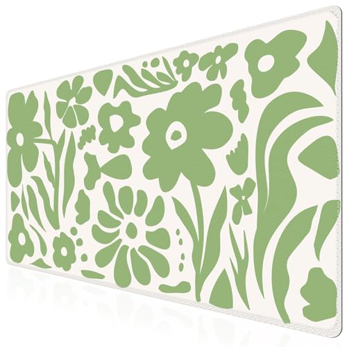 iCasso Desk Mat, Desk Matt for Desktop, Cute Desk Pad Mat, Green Flowers - color: Green Flowers