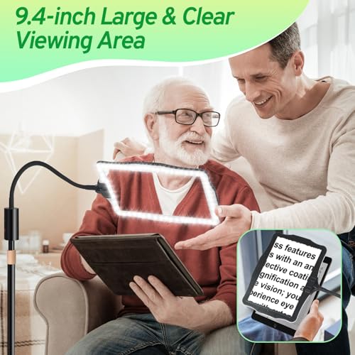 Hands-Free Floor Magnifying Glass with Light and Stand 48-LEDs Lighted Magnifying Lamp with 360° Flexible Gooseneck for Reading Close Work Repair Crafts | Lighted Magnifying Lamp with 360° Flexible Gooseneck for Reading Close Work Repair Crafts