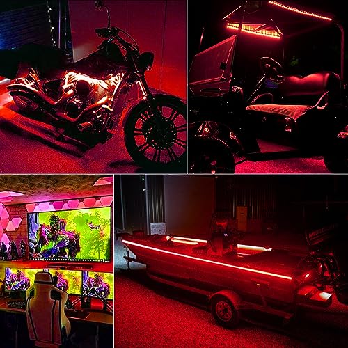 echosari Strip Lights Battery Powered with Remote Timer for Cabinet Shelve - color: Red, size: 9.8Ft