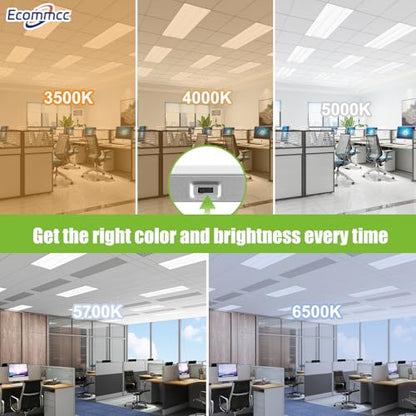 2x4 FT 4 Pack LED Drop in Troffer Center Basket Panel Ceiling Office Light Fixture, 5 Color Tunable 3500K/4000K/5000K/5700K/6500K, 0-10V Dimmable Chandeliers, ETL+DLC 5.1 Certified - size: 2*4ft
