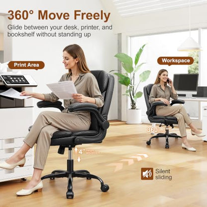 Office Desk Chair, Ergonomic Computer Chair with Unique Dual-Layer Support - color: Black