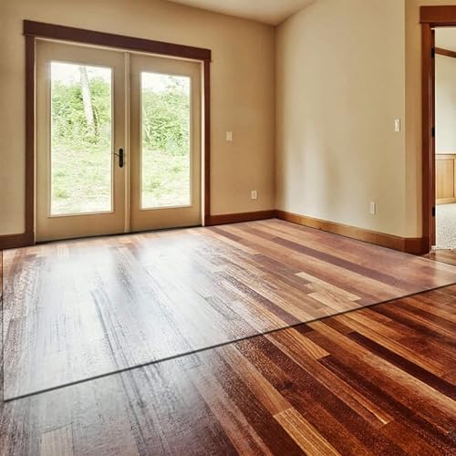Clear Office Chair Mats, 0.06" Thick Transparent Heavy Duty Hard Chair Mat for Wood Floors, Rectangular Home Carpet Protector, Can Be Cut