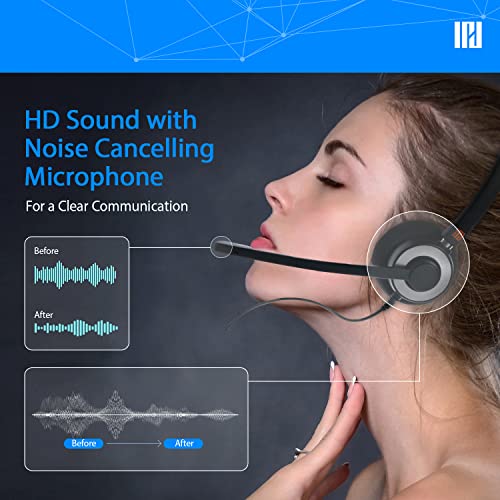 IPD IPH-160 Phone Headset with Noise Cancelling Microphone for Office and Call Center-Compatible with Avaya 1608 1616 9601 9608 9611 9611G 9620 9621 9630 9631 9640 9641 9650 9670 J139 J159 J169 J179 - color: 160-BL-FOAM