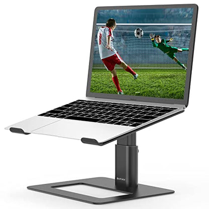 BoYata Laptop Stand, Height Adjustable Laptop Riser for 11-17" Laptops | Ergonomic Laptop Stand for Desk, Ventilated with U-Shaped Open Design, Sturdy Notebook Stand for 10-17'' Laptops, Black - color: Black