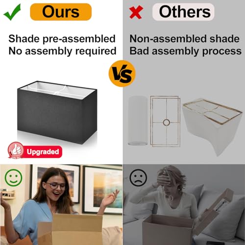 21" Touch Bedside lamps with 2 USB & AC Outlets, 3-Way Dimmable Bedside Table Lamps Set of 2 for Bedroom Living Room Office Reading, Black Shade Lamps for Night Stands, 2700K LED Bulbs Included - color: Black Linen & Matte Black