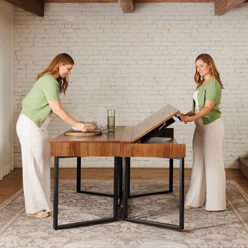Transformer Table to Desk, Royal Brown | Dining Table to Computer Desk, Work-from-Home Office, Gaming Desk, Study Desk, Space-Saving Furniture - color: Royal Brown
