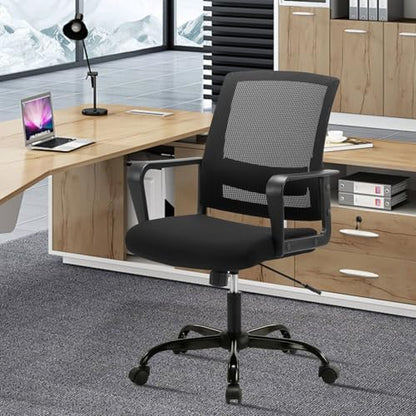 CLATINA Ergonomic Rolling Mesh Desk Chair with Executive Lumbar Support and Adjustable Swivel Design for Home Office Computer Black 8 Pack - size: 8 Pack