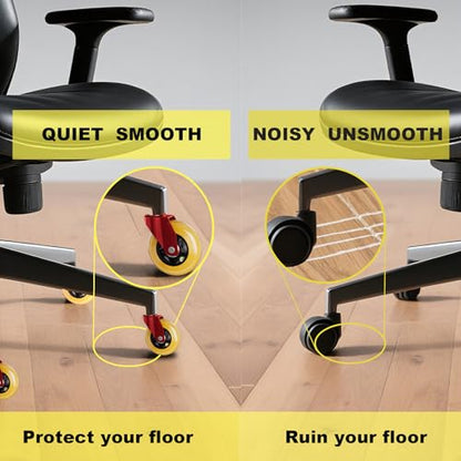 Office Chair Wheels Replacement Rubber Chair Casters Heavy Duty - color: Yellow