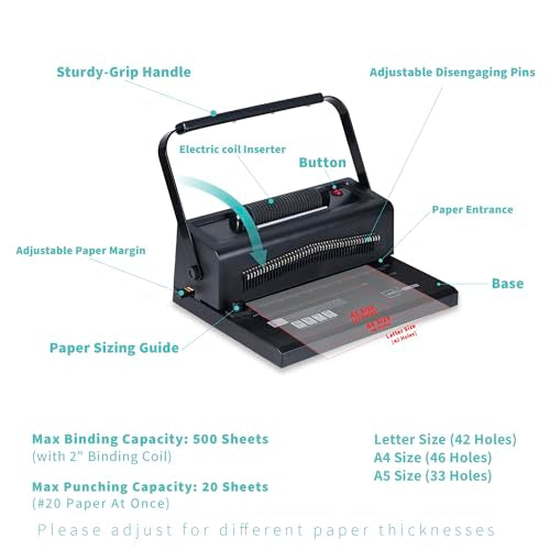 Binditek 100 Pack Plastic Spiral Binding Coils Bundle with Spiral Binding Machine